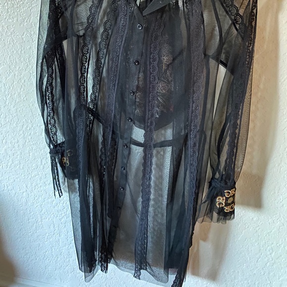 Black dress with embroidery, transparent - Picture 9 of 10